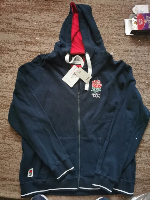 England Rugby Mens Hoodie Hooded Sweatshirt Top Size Xl Blue New With Tags
