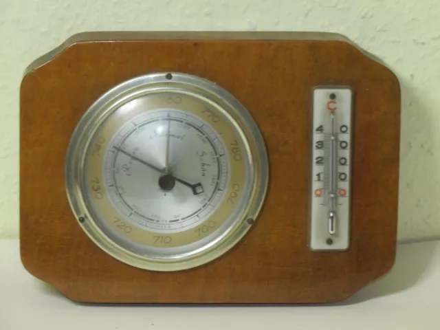 klassische Förster Wetterstation - Barometer Thermometer - ca. 50er - 60er Jahre