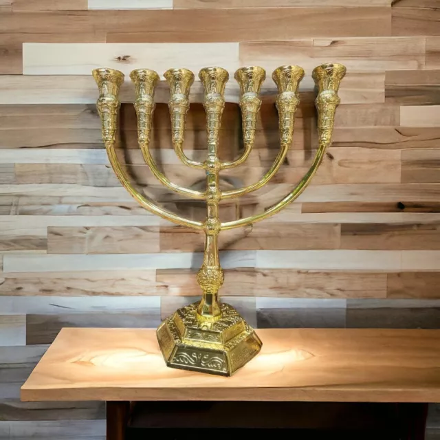 Menorah Jerusalem Temple 11 Inch Height 29 Cm 7 Branches Gold L Free Shipping