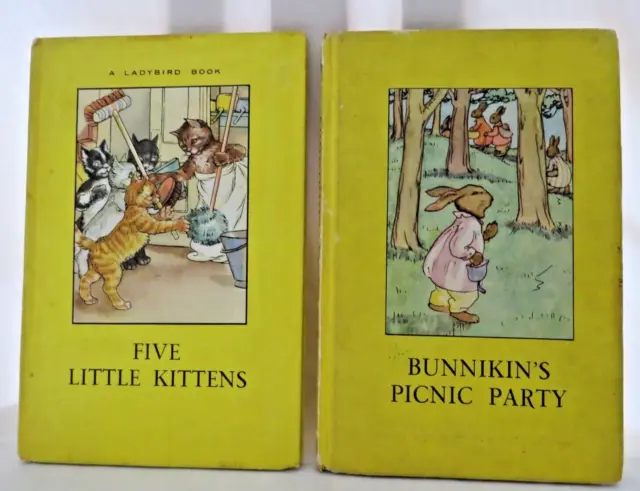 Two early Ladybirds series 401 - Five Little Kittens, Bunnikin's Picnic Party