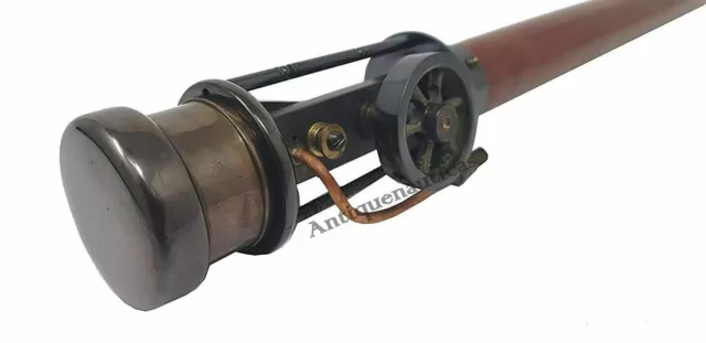 Nautical Brass Steam Engine Handle Antique Brown Wooden Walking Stick Cane Gift