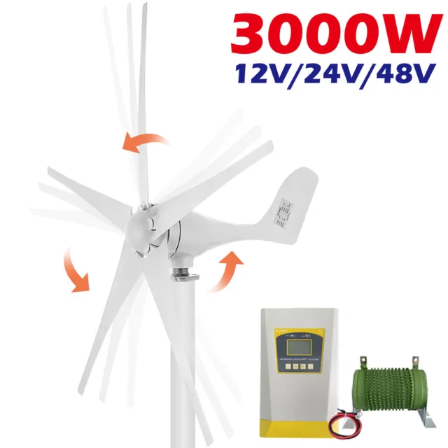 3000W Windkraftanlage Komplett Set 48-220V Off Grid Windgenerator mit  Laderegler