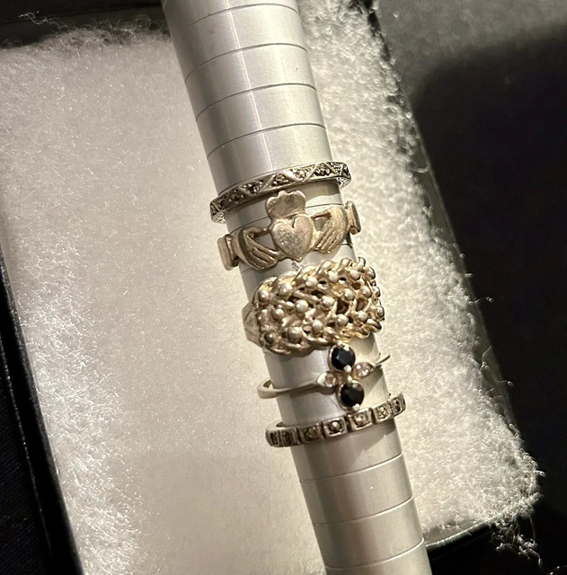 Five Silver Rings Claddagh & keeper Rings inc. Job Lot