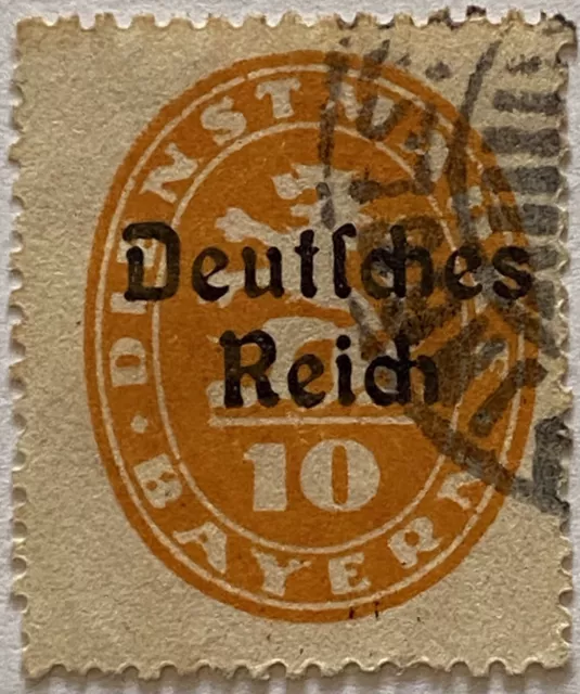 Francobollo tedesco Terzo Reich 1920 - francobollo ufficiale della Baviera optd Deutsches Reich
