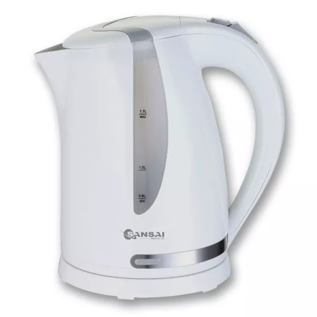 Sansai 1.7L Electric 2200W Cordless Kettle Jug Water Boiler w/ Swivel Base White