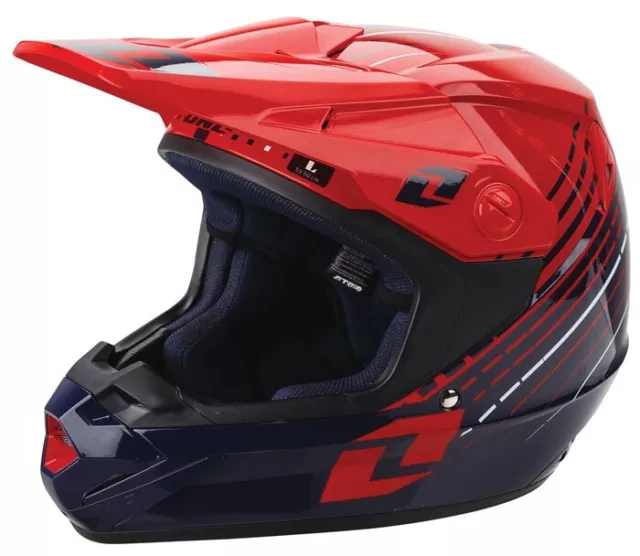 One Industries Casque Atom Lazer Motocross MX Bleu Marine/Rouge Enduro Moto New