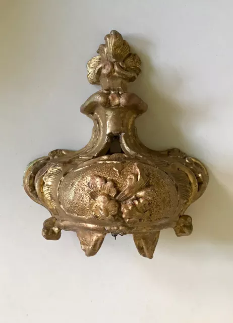 Baldachinkrone Baldachin Krone Holz Bett Himmelbett geschnitzt vergoldet 19. Jh.