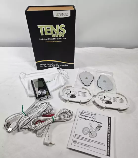 Veridian Healthcare TENS Muscle Pain Management Wired 22-040 TESTED Complete