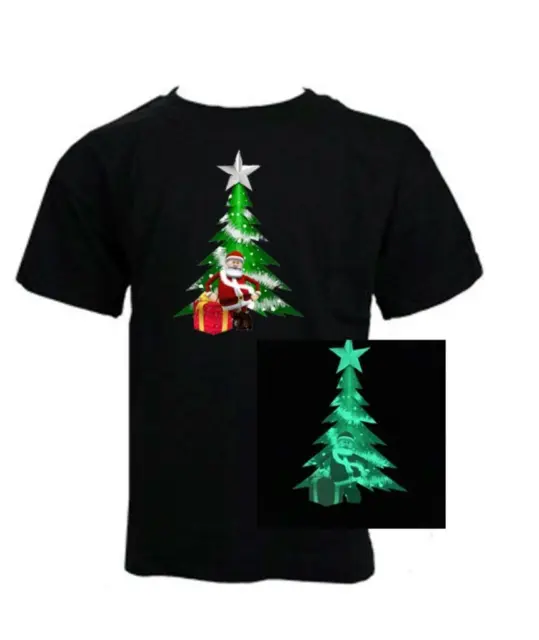 Festive Babbo Natale - Brilla Inthe Scuro - & Albero Ragazzi Natale T-Shirt