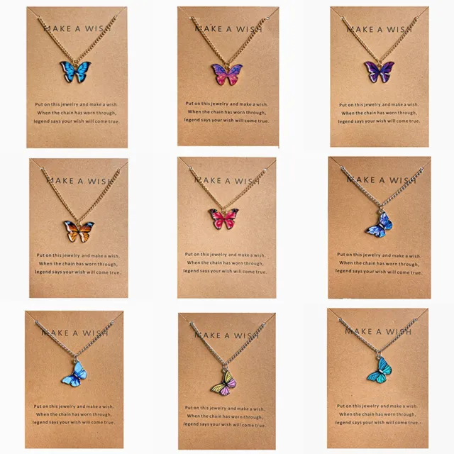 Korean Fashion Cute Butterfly Pendant Necklace for Women Neckchain Jewelry Gi^YB