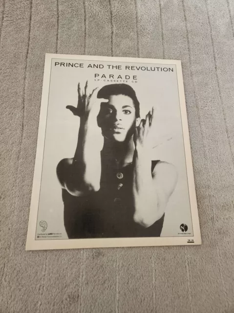 Framed Magazine Advert 11X8.5" Prince & The Revolution : Parade