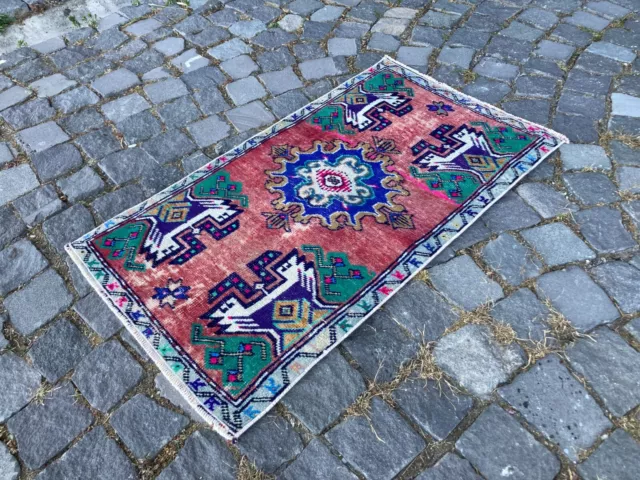 Bohemian rug, Vintage rug, Small rug, Handmade rug, Decor rug | 1,7 x 3,1 ft