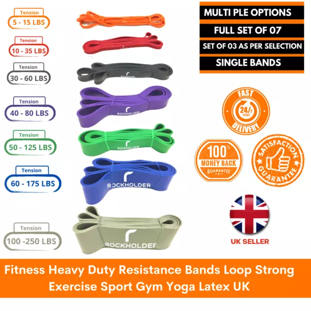 Resistance Bands Pull Up Bands Set Heavy Fitness Duty Gym Exercise Loop Band