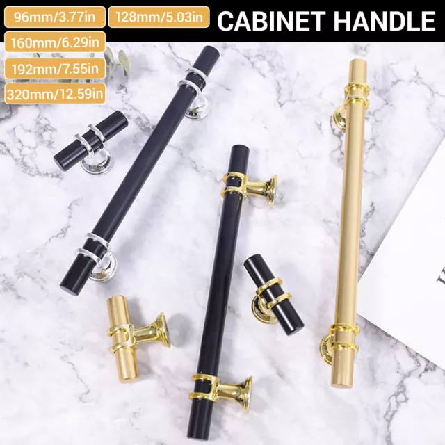 Alloy T Bar Drawer Knobs Closet Pulls Kitchen Cabinet Door Handle Black Golden