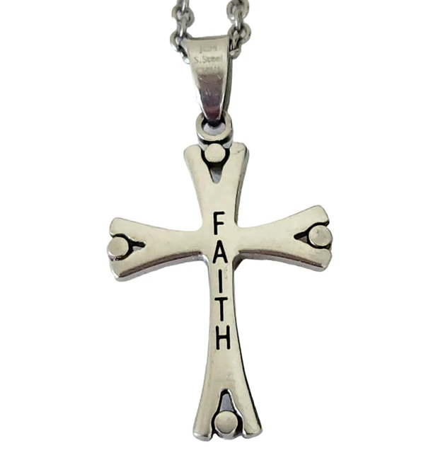 Lot of 2 Christian NECKLACES Faith Heart Dove Silver Tone Stainless Steel 20"