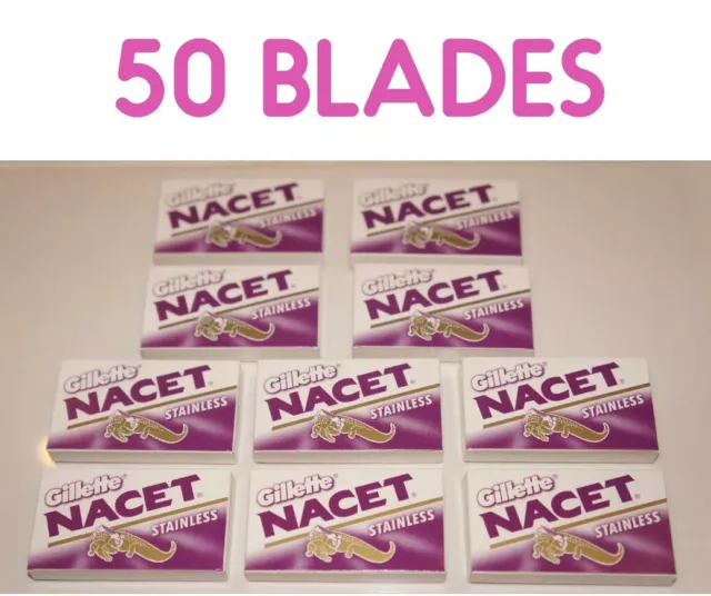 50 Gillete NACET STAINLESS Double Edge Razor Blades Made in Russia