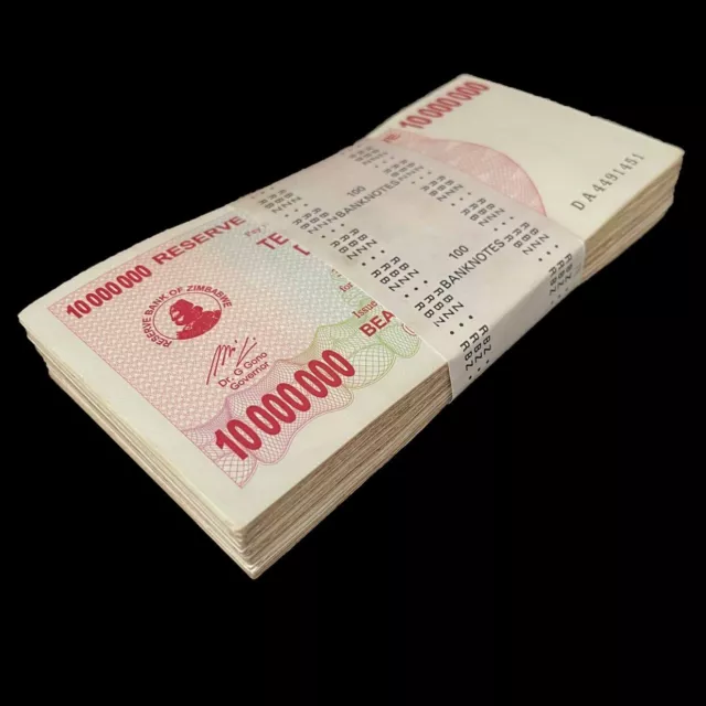 Zimbabwe 100 x 10 Million Dollar 2008 - Pick- 55 - Bundle 100 PCS – USED
