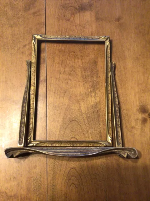 Antique Wood Picture Mirror Frame Swivel Art Deco Swing Tilt Tabletop