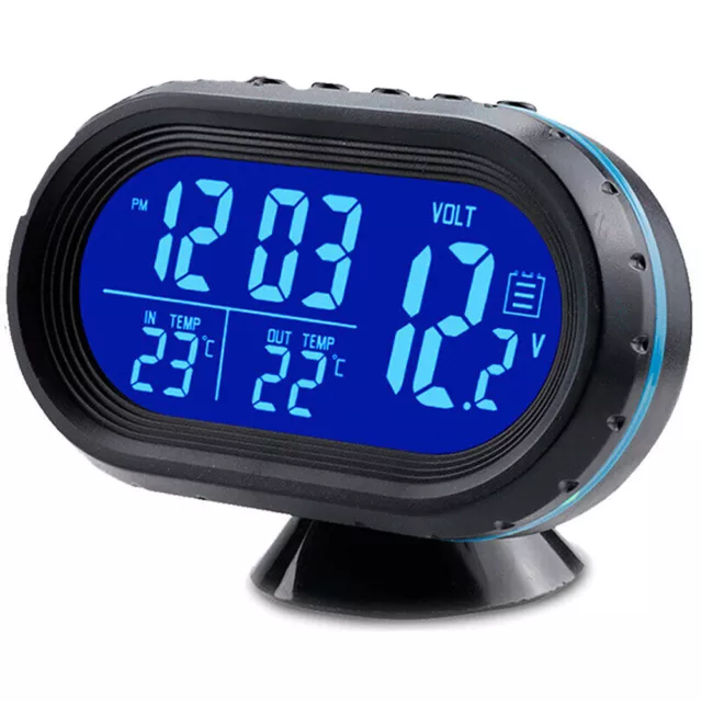 12/24V Auto LED Digital Uhr In/Außentemperatur KFZ Thermometer