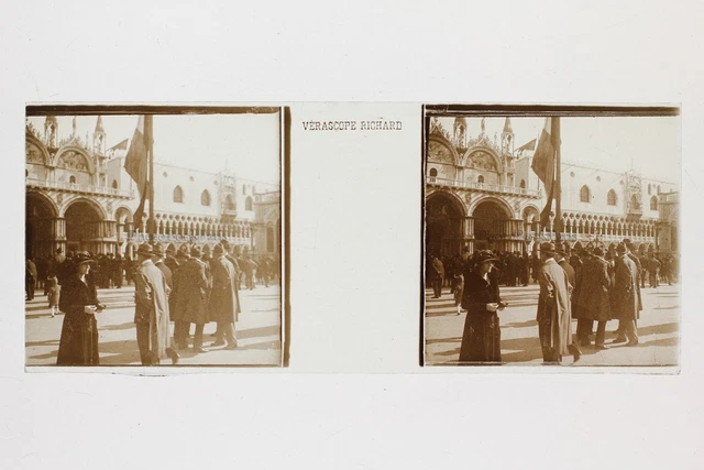 Venedig Platz Wohl Markusplatz Italien Foto Platte De Verre Stereo Vintage