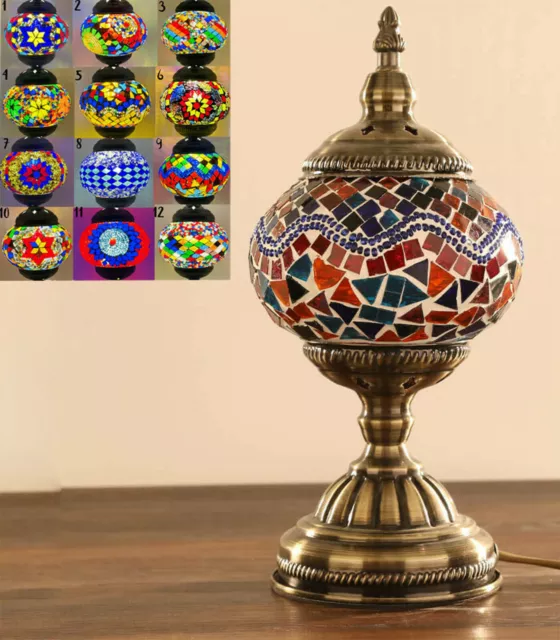 Lampada turca Lampada da tavolo fatta a mano in mosaico di vetro con luce a...