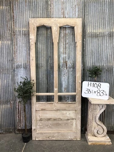 Antique French Single Door (35.75x83.5) 4 Pane Glass European Door H108