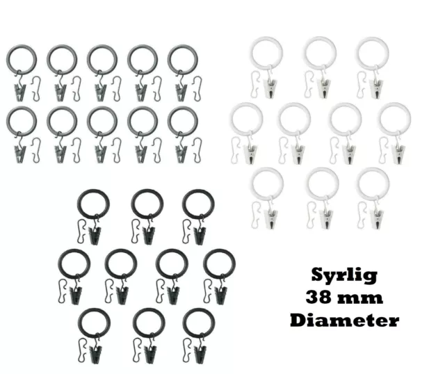 IKEA SYRLIG CURTAIN ring with clip and hooks, 10 pack Diameter