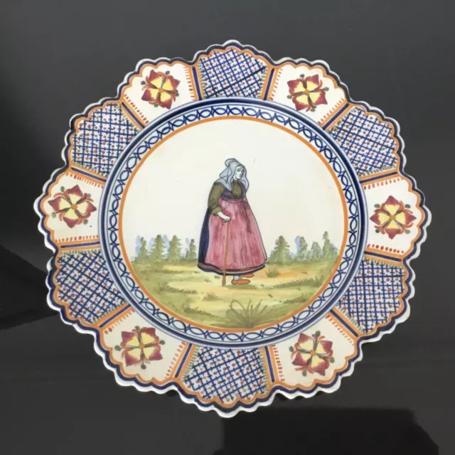 Assiette Ancienne HENRIOT QUIMPER 164 Bretonne Bretagne French Ceramic Plate