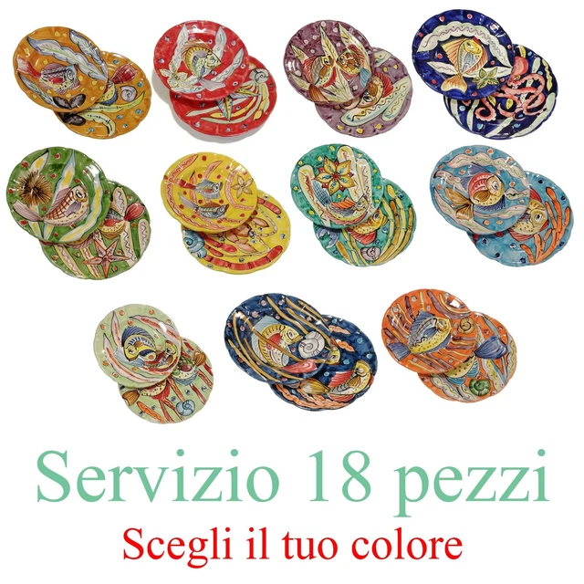 Pavone Pannelli Murali In Ceramica Di Vietri (Set 4 Pezzi) - Dipinti A Mano, Cm 18x18, Maioliche Artigianali Made In Italy