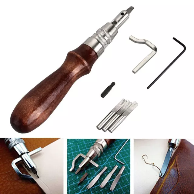 5in1 Leather Craft Edge Stitching Groover Creaser Beveller Punch Sewing DIY Tool