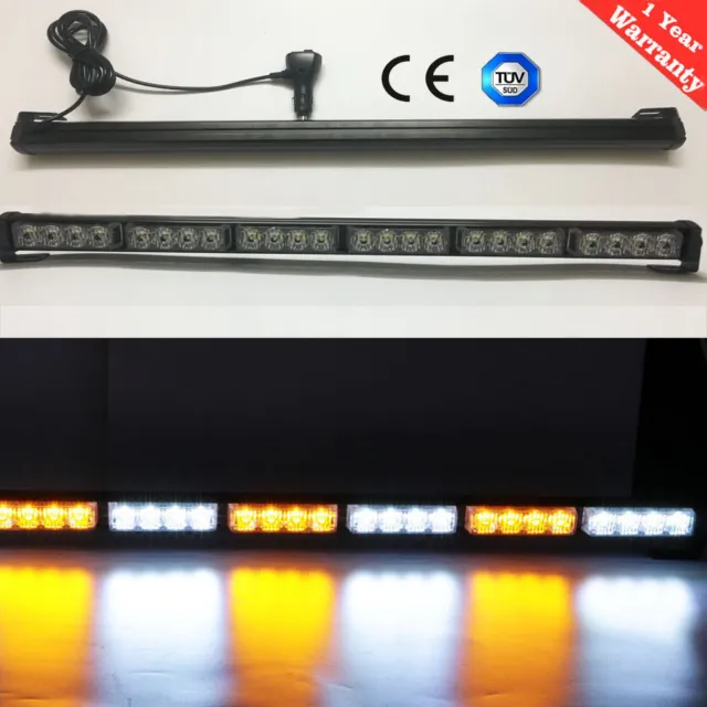 27" 24 LED Emergency Warning Traffic Advisor Strobe Light Bar Amber White