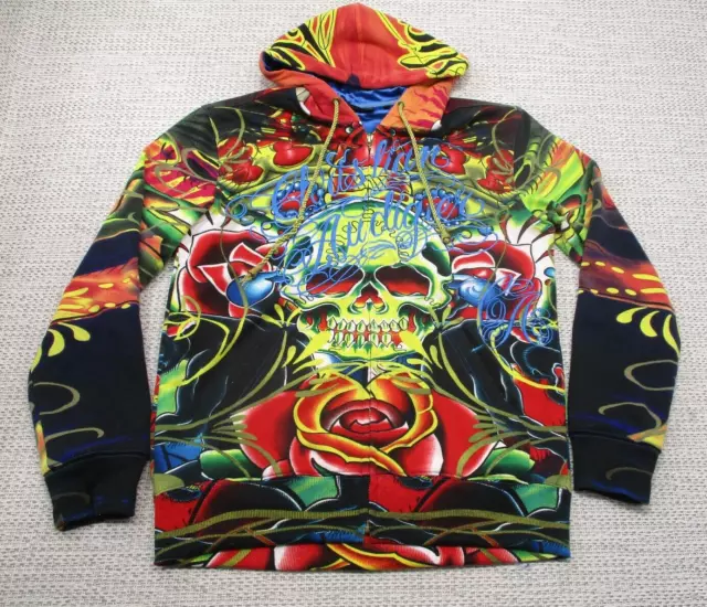 Christian Audigier Hoodie Jacket Adult Small Ed Hardy Bling Embroidered Y2K