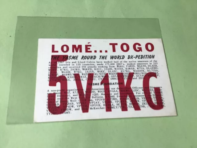 Vintage QSL Radio communication card Lome Togo  Yasme DX-Pedition 52963