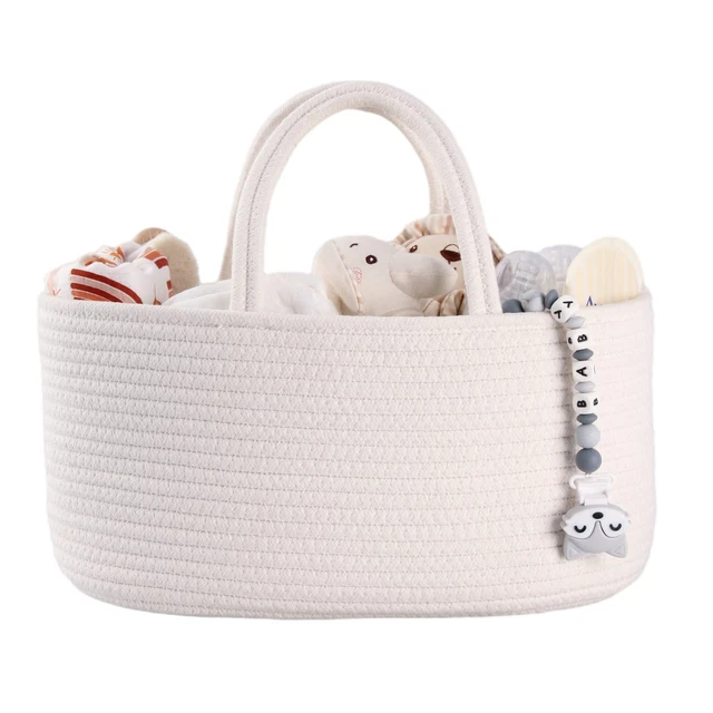 Baby Diaper Caddy Organizer for Girl Boy Cotton Rope Nursery Storage Bin Bask...