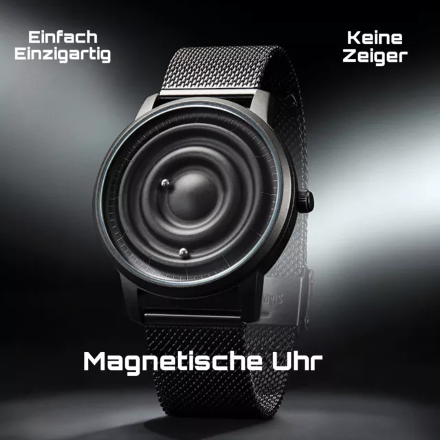 Eutour Magnetische Kugeluhr Unisex Luxus Edelstahl Quarzuhr Armbanduhr E041A