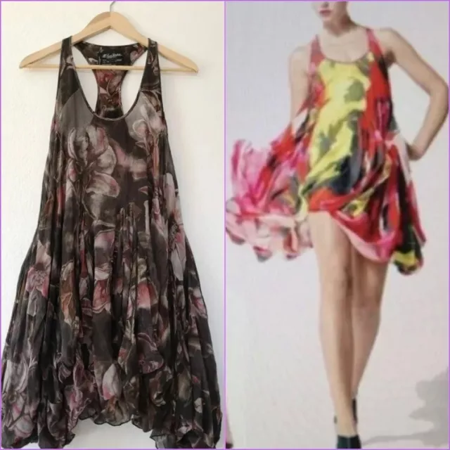 AllSaints Vika Lolita Silk Floral Steampunk Hitched Parachute Dress 12-14