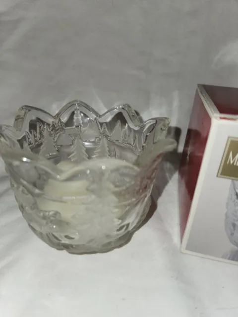 Mikasa Christmas Story Crystal Clear Glass Votive Tea Light Candle Holder 3" 3