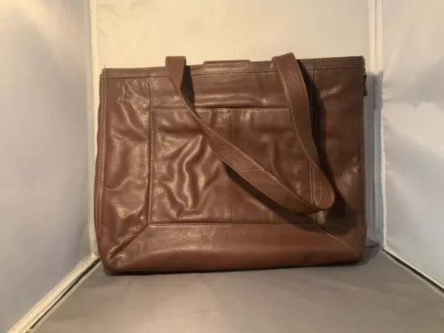 BUXTON - Brown Genuine Leather - Shoulder Tote Bag - Laptop Computer Travel Case