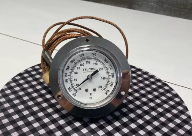 TEL-TRU Vapor Actuated Thermometer 2" Dial 0-150 / 30-300  Copper/brass *photos*