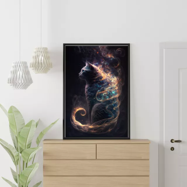 Stunning Cosmic Cat Painting Wall Art poster Choose your Size