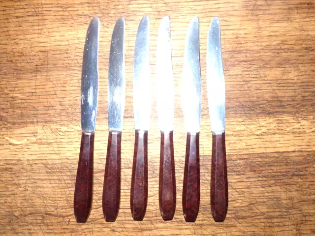 Lot de 6 couteaux vintage en acier et manche bakelite Grissolange Pouzet -  Ressourcerie Histoires Sans Fin