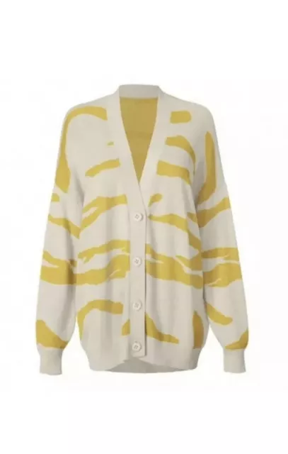 Cabi New NWT Roar Cardigan #5836 Yellow Ivory Zebra Sz. M