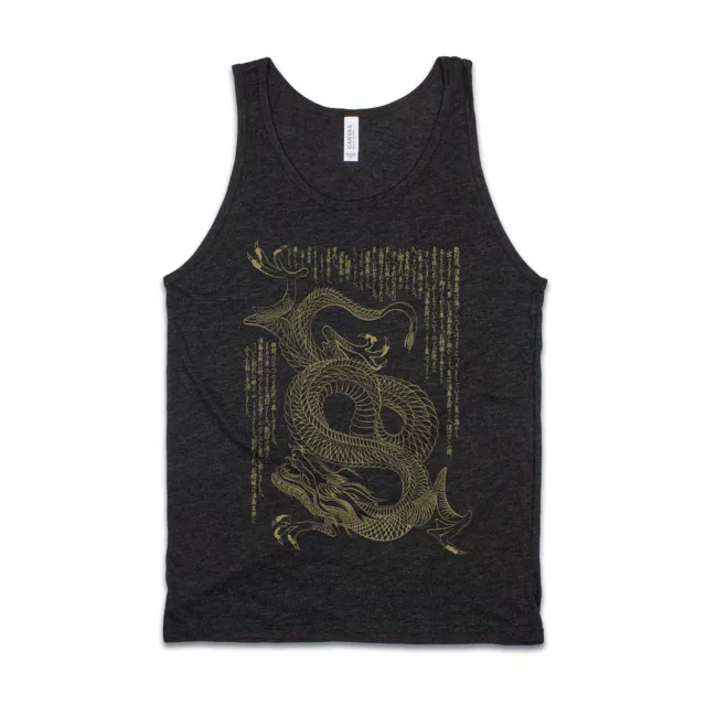 Giapponese Dragon Calligrafia Canottiera Arti Marziali Yoga Stampa Gilet Uomo Da