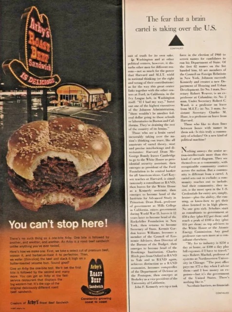 1967 Arby's Roast Beef Sandwich Restaurant - Vintage Advertisement