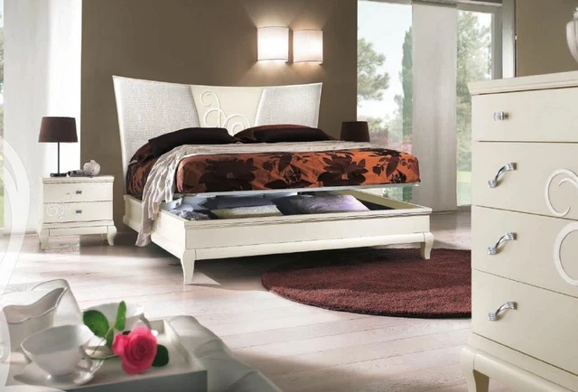 Chambre à Coucher Lit Table de Chevet Lits Double Ensemble Châlit Lits Set 3tlg 2