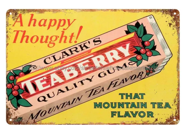 Clark's Teaberry Gum metal tin sign man cave mancave metal wall art