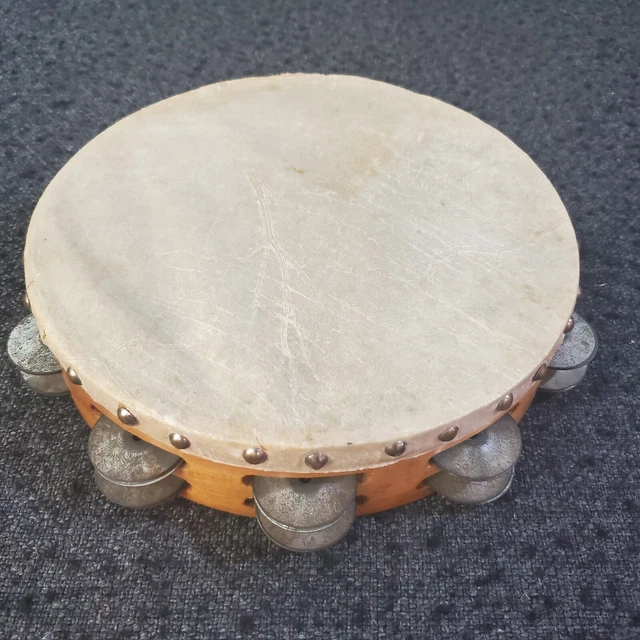 VINTAGE 10” SINGLEJINGLEROW Tambourine Made in Pakistan original skin