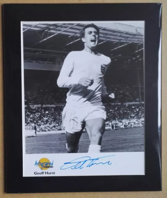 GEOFF HURST ENGLAND 1966 SIGNED 12 x 10 MOUNTED AUTOGRAPHED EDITION WORLD CUP