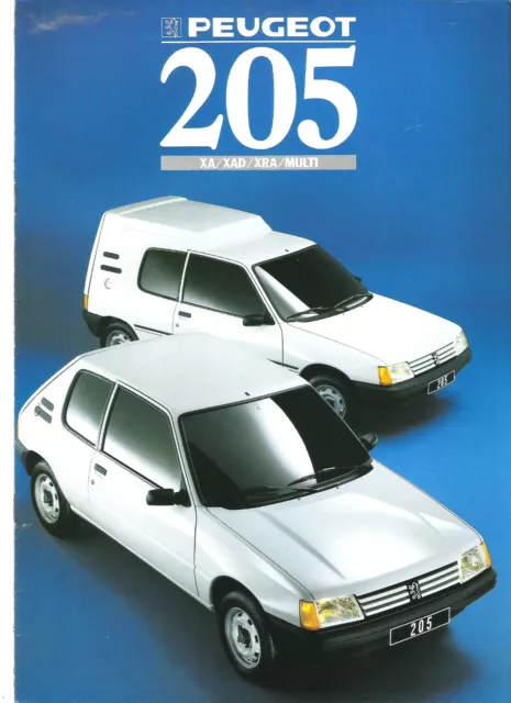 PEUGEOT 205 - 1988 - XA XAD XRA MULTI / catalogue brochure prospekt dépliant