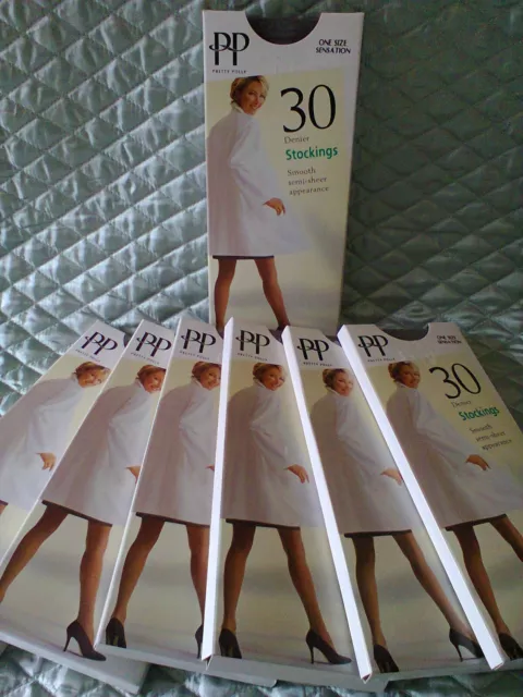 Pretty Polly – 30 Denier Stockings – One Size - Sensation – 7 Pairs